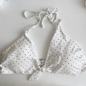 White Polka Dot Bikini Top